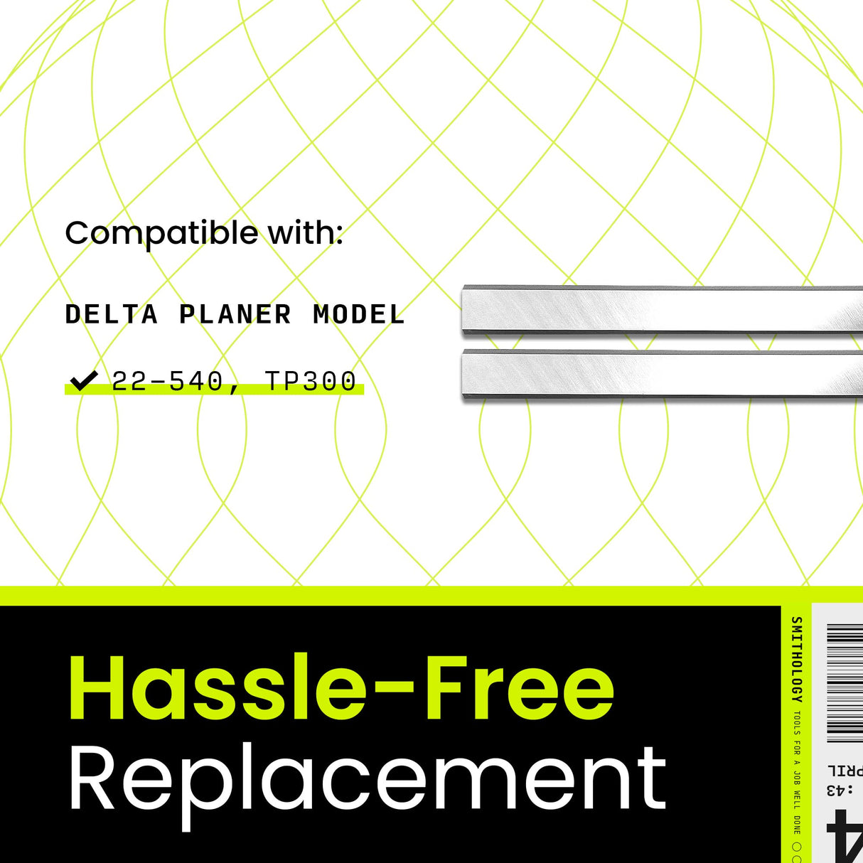 Smithology 12-Inch Planer Blades - for Delta Planer 22-540, 22-547, TP300, Double Edged Planer Knives, Made of High-Carbon Steel, Set of 2 Wood Smithology