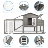 PetsCosset 158in Chicken Coop Wooden Indoor Outdoor for 1-6 Chickens Extension Chicken Houses with Removable Tray Nesting Box and Run（Set of Two）, PetsCosset