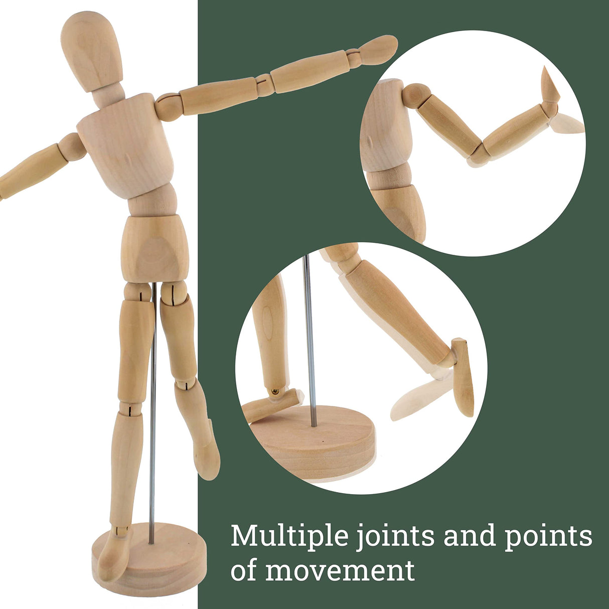 US Art Supply® Wood 12" Artist Drawing Manikin Articulated Mannequin with Base and Flexible Body - Perfect for Drawing The Human Figure (12" Female) US Art Supply