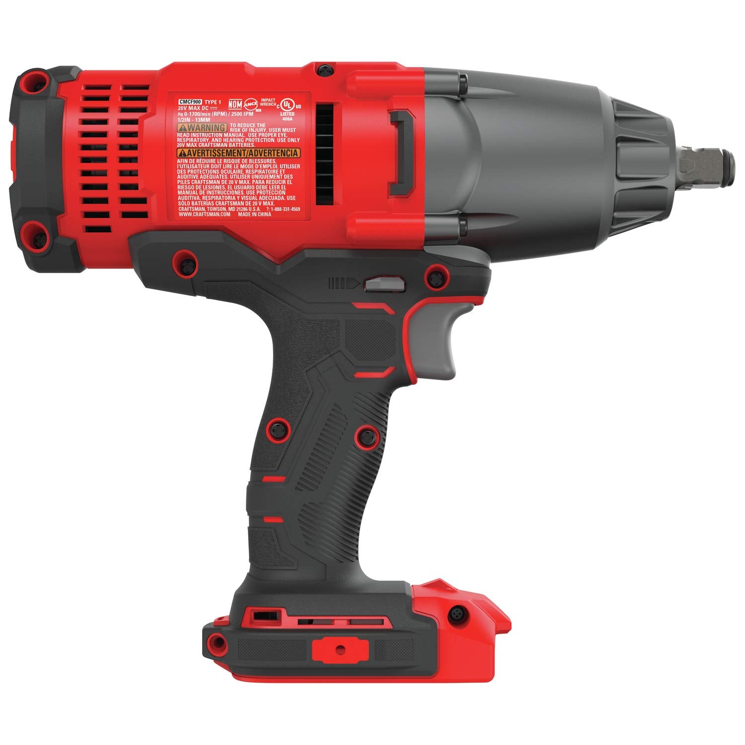 CRAFTSMAN V20 Cordless Impact Wrench, 1/2 inch, Bare Tool Only (CMCF900B) - WoodArtSupply