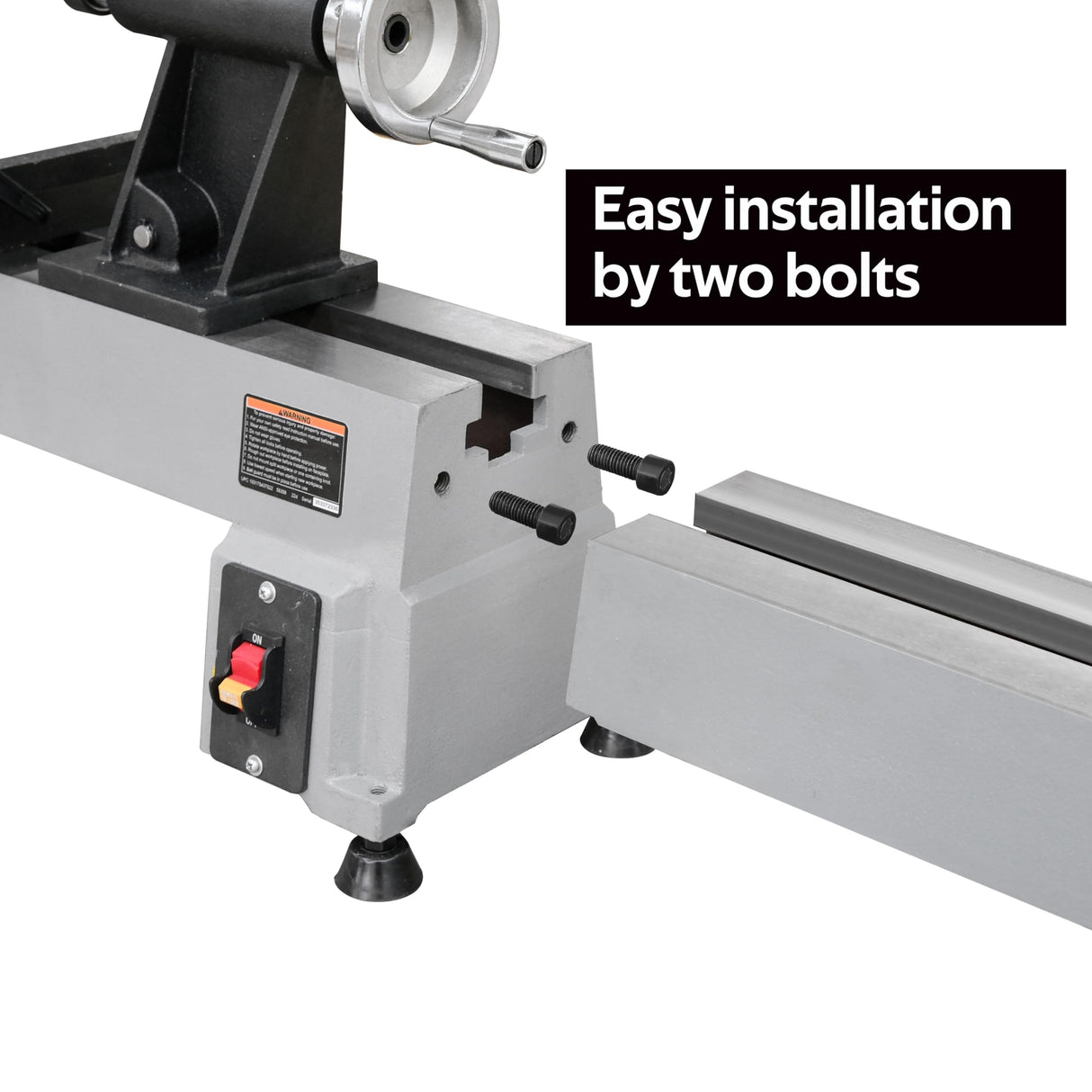 BMWOOD Extension Bed for Woodturning Lathe, Compatible with Harbor Freight Central Machinery 10"X18" Wood lathe in grey color. BMWOOD