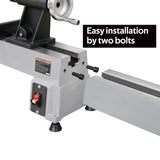 BMWOOD Extension Bed for Woodturning Lathe, Compatible with Harbor Freight Central Machinery 10"X18" Wood lathe in grey color. BMWOOD