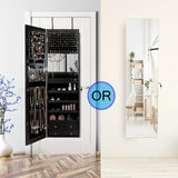CHARMAID LED Strip Jewelry Armoire with 47.2" H Full Length Mirror, Wall/Door Mounted Jewelry Organizer with Built-in Mirror, Flip-over Cosmetic CHARMAID