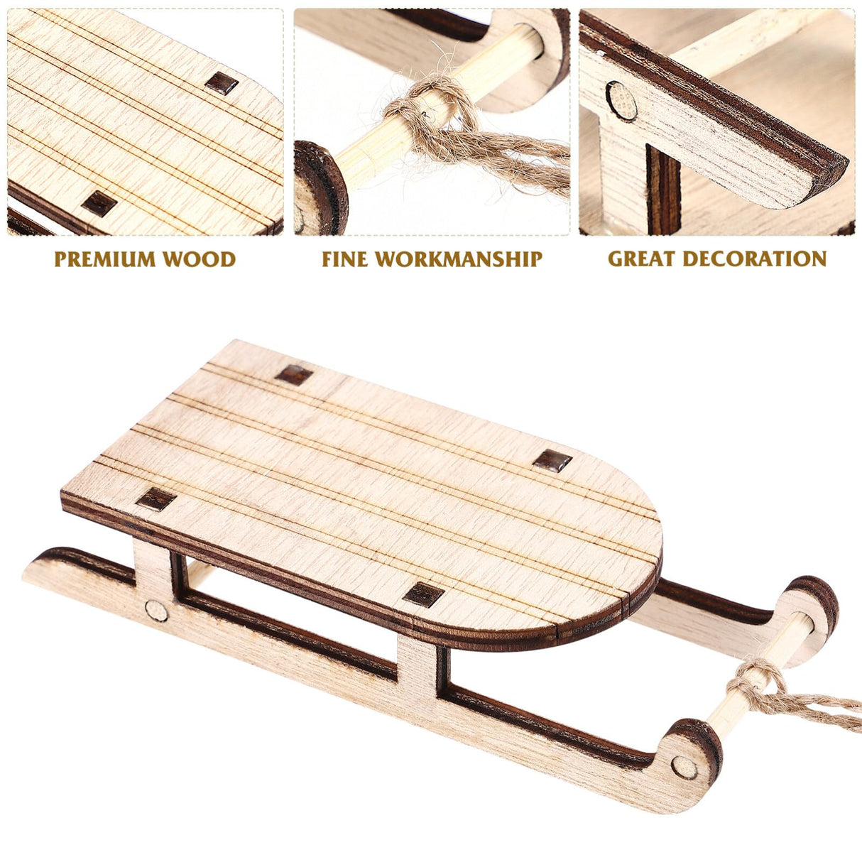 The Office Ornaments 5 Pcs Christmas Sled Ornaments Unfinished Wood Miniature Sleigh for Xmas Tree Hanging Decoration Christmas Sled Decor SEWACC