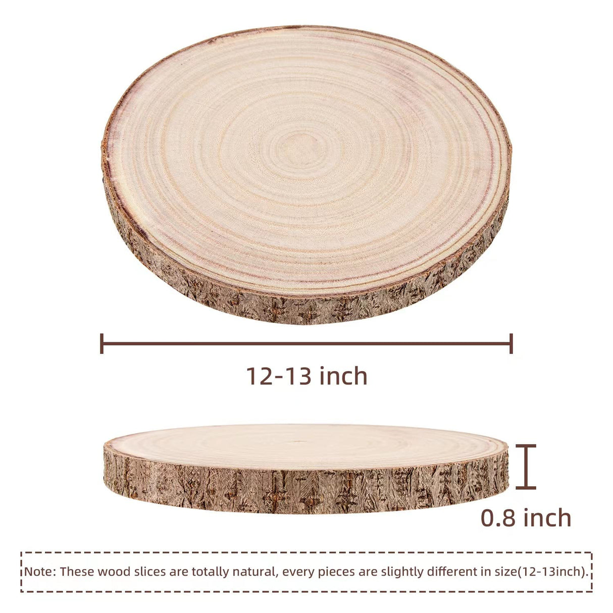 Maputune 8 Pcs 12-13 in Large Unfinished Wood Slices for Centerpieces, Natural Rustic Wooden Plate for DIY Craft, Round Wood Chips for Signage Maputune