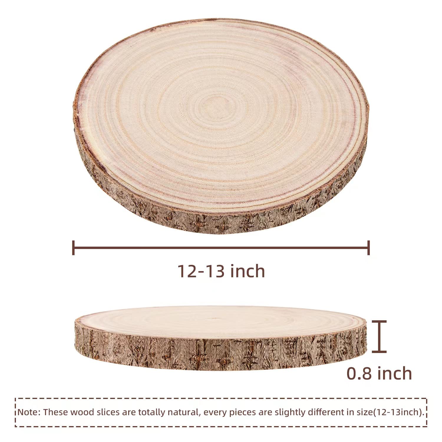 Maputune 8 Pcs 12-13 in Large Unfinished Wood Slices for Centerpieces, Natural Rustic Wooden Plate for DIY Craft, Round Wood Chips for Signage - WoodArtSupply