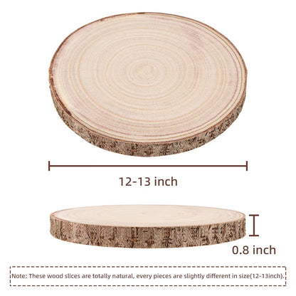 Maputune 8 Pcs 12-13 in Large Unfinished Wood Slices for Centerpieces, Natural Rustic Wooden Plate for DIY Craft, Round Wood Chips for Signage - WoodArtSupply