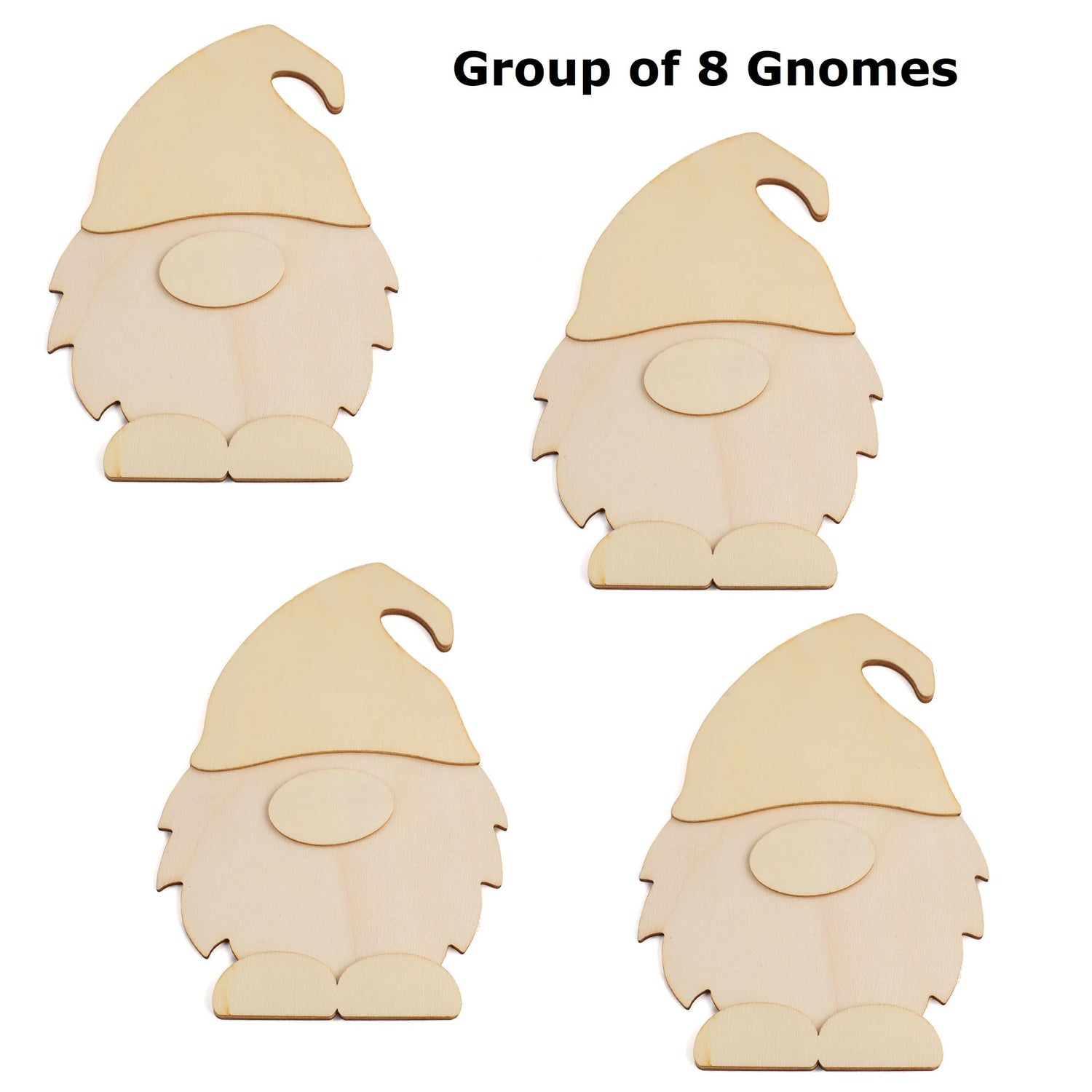 Pack of 8 Unfinished Wood Layered Gnome Cutouts by Factory Direct Craft - Wooden Tomte Gnome Shapes for Christmas DIY Craft Projects and Holiday Factory Direct Craft