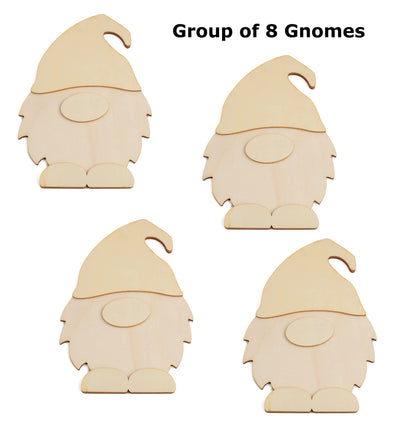 Pack of 8 Unfinished Wood Layered Gnome Cutouts by Factory Direct Craft - Wooden Tomte Gnome Shapes for Christmas DIY Craft Projects and Holiday - WoodArtSupply