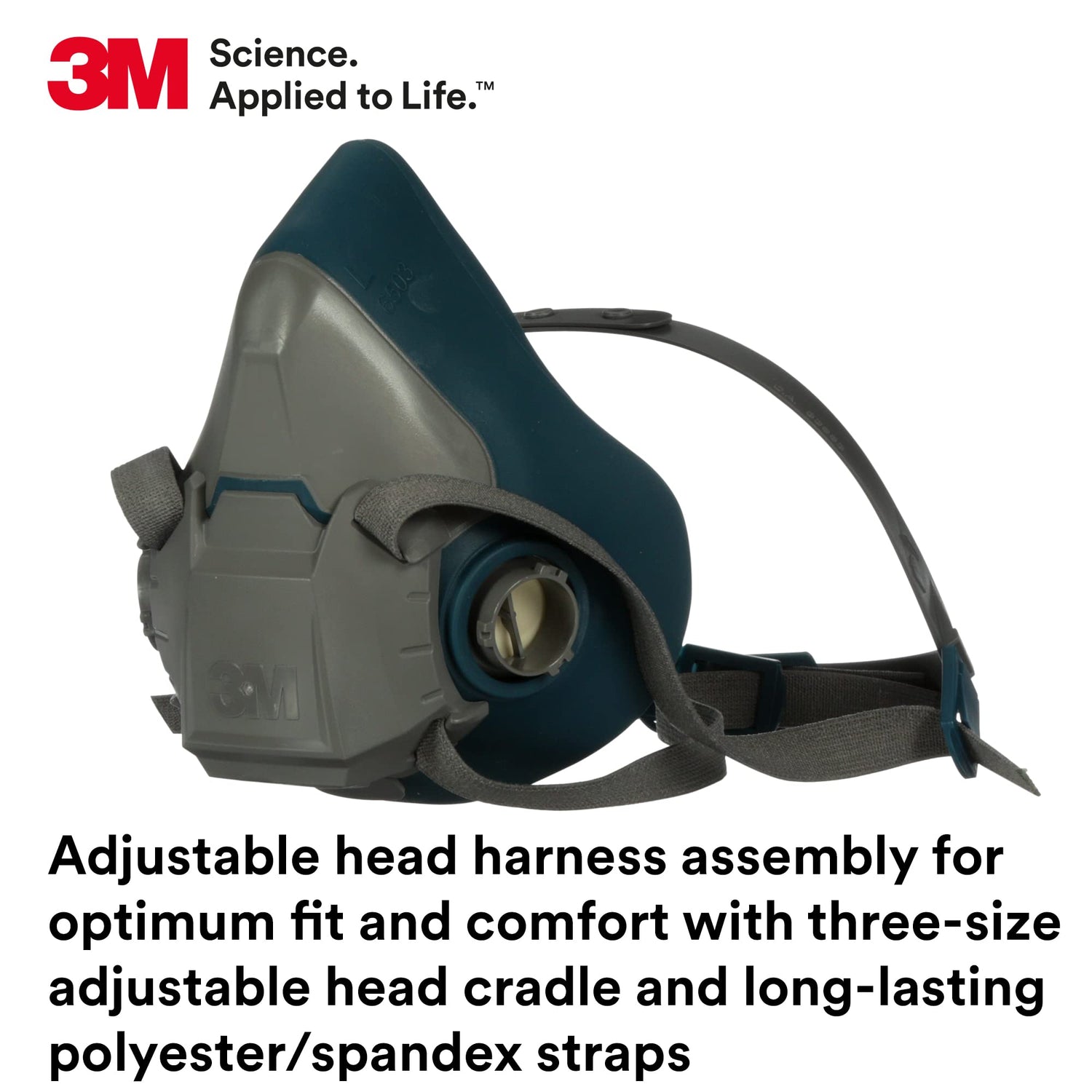 3M Rugged Comfort Half Facepiece Reusable Respirator 6503, NIOSH, Cool Flow Valve Helps Reduce Heat and Moisture, Silicone Faceseal Provides a Firm 3M