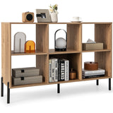 Giantex Natural 6-Cube Bookcase with Adjustable Shelves and Metal Legs Giantex