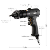 KIARUO Pneumatic Rivet Nut Gun with Self-locking Head Gun 1/4 & 5/16 & 3/8 Mandrels,Industrial Grade Adjustable Speed Pull Rivnut Gun Model:LM07 KIARUO