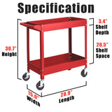 TCE Service Utility Cart Heavy Duty 2 Shelf Tier 300 LBs Rolling Trolley Storage Organizer for Garage Warehouse Workshop, APTC304U , Red TCE