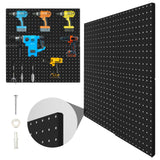 Peg Board, 4 Pack Metal Pegboard Panels Black Pegboards Wall Organizer with Bent Frame Large Heavy Duty Peg Board for Walls Home, Garage Tool Hogurity