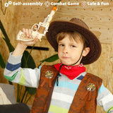 ROKR 3D Wooden Puzzles Combat Game Gun Toys Mechanical Model with Villains Targets & Rubber Bands for Teens/Adults ROKR