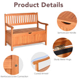 HAPPYGRILL Eucalyptus Wood Outdoor Storage Bench with Dustproof Liner - 33 Gal Capacity HAPPYGRILL
