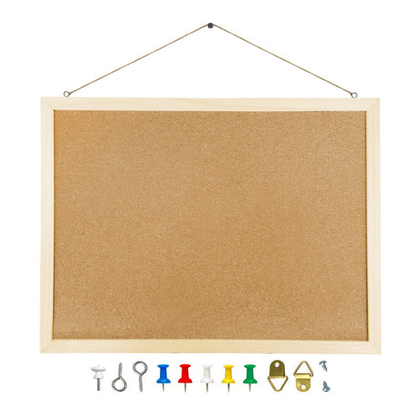 GDMINLO Cork Board Bulletin Board, 15.7"X 12" pin Boards for Walls, Oak Wood Finish Frame, Wall Mounted Cork Board for Office Home and School(Pins, GDMINLO