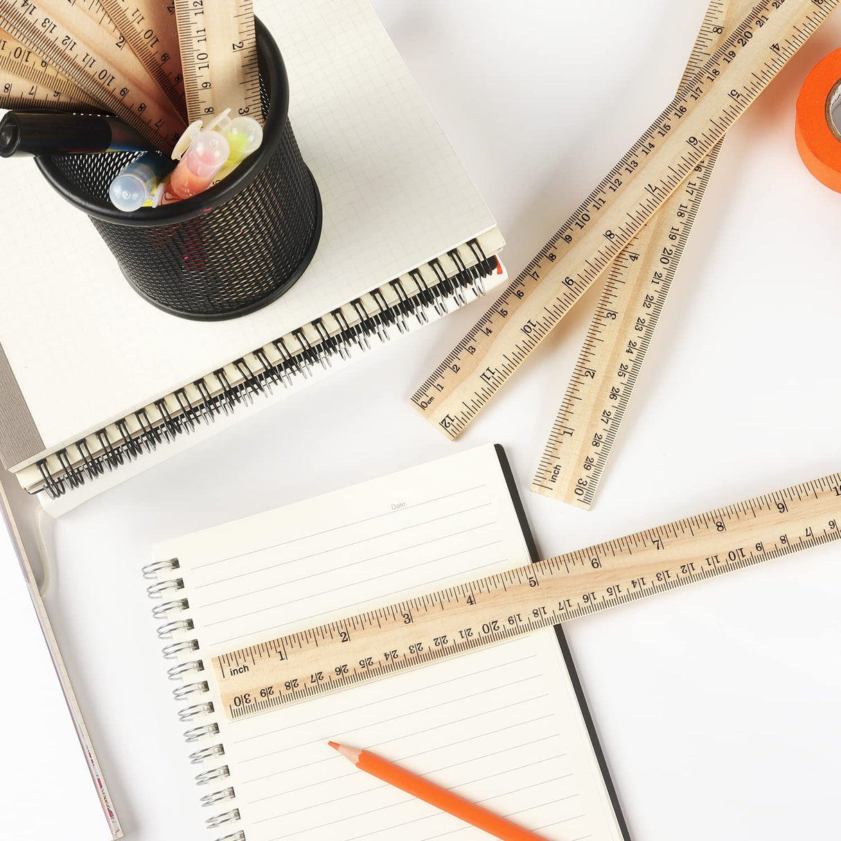 3 Pack Wooden Ruler 12 Inch Rulers Bulk Wood Measuring Ruler for Students Office School Supplies 2 Scale (30 cm) ZZTX