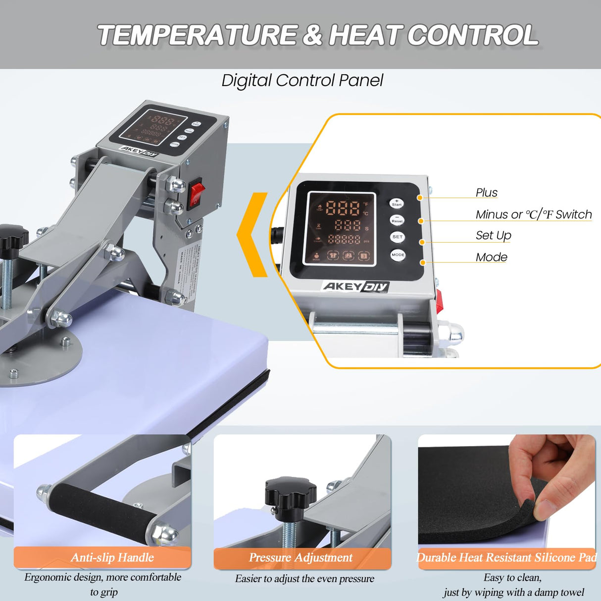 AKEYDIY 15x15 Heat Press Machine,Clamshell Heat Press Digital Heat Transfer Sublimation Printer Press Industrial-Quality Power Heat Press for T AKEYDIY