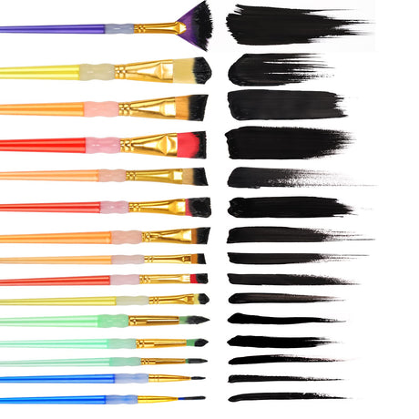 15Pcs Paint Brushes Value Pack, Includes 15 Different Types of Brushes, Nylon Colorful Hair with Silicone Crystal Penholder, Prefect Works with Oil, KEVIN&SASA CRAFTS