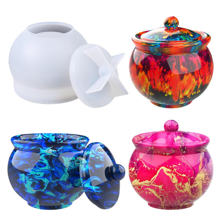 Juome Jar Resin Molds Silicone, Large Jars Silicone Molds with Lid for Epoxy Resin Casting, Resin Mold for DIY Jewelry Storage Box, Candy Container, Juome