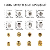 Craftdady 160Pcs Tibetan Alloy Barrel Spacer Beads 16 Styles Large Hole Retreo Metal Barrel Tube European Beads for Jewelry Crafts Making, Hole: Craftdady