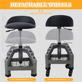Tandagy Shop Stools with Wheels 360° Swivel Rolling Shop Stool Adjustable Height Mechanic Stool 300 LBS Capacity Garage Stool on Wheels Heavy-Duty Tandagy