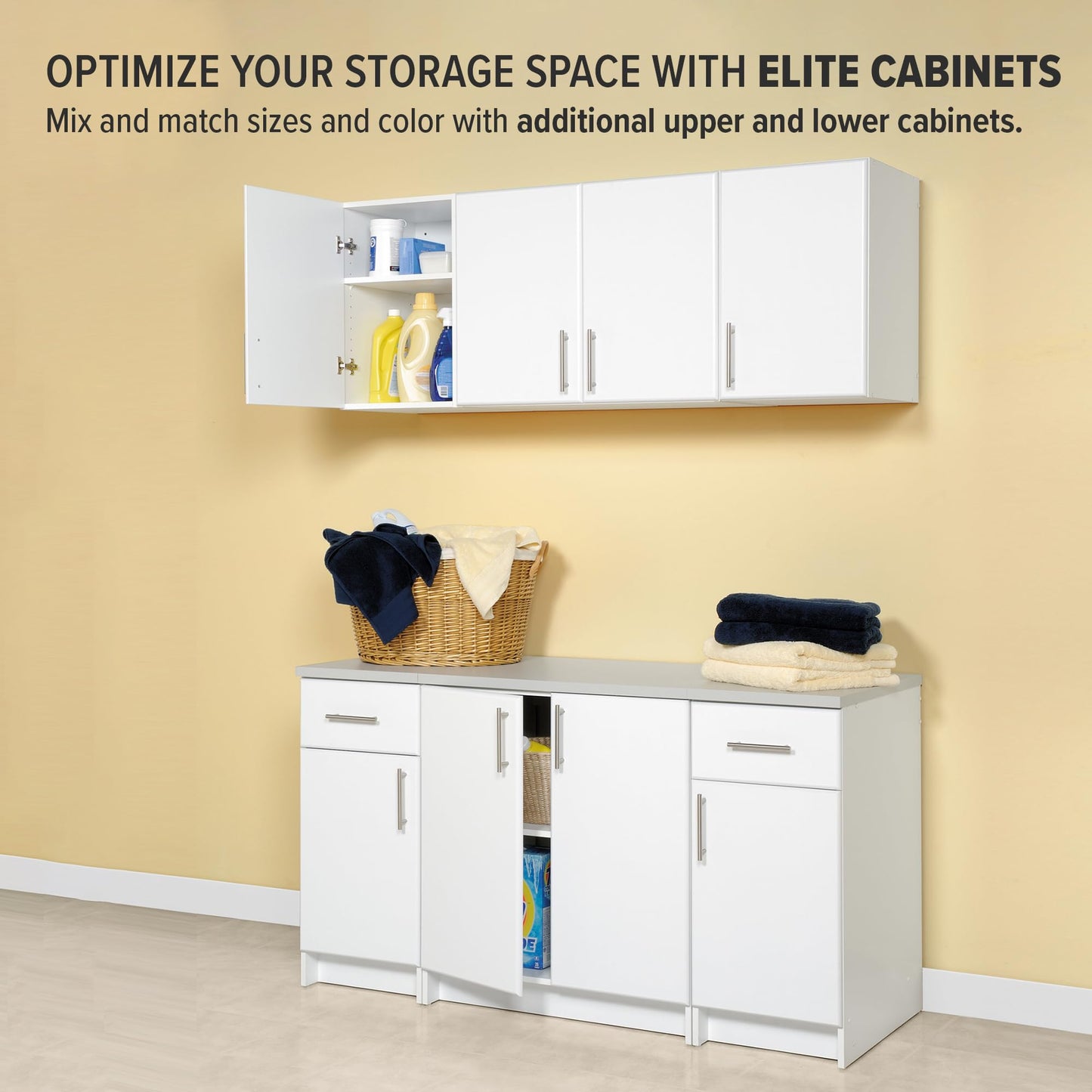 Prepac Elite 16" Storage Cabinet, White Storage Cabinet, Base Cabinet, Bathroom Cabinet with 1 Drawer and Adjustable Shelf 24" D x 16" W x 36" H,