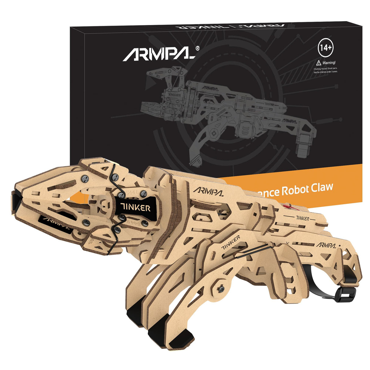 COWVTUJ ARMPAL Mechanical Claw Model Kit 3D Wooden ClawBot Puzzle for Adults and Teens Self-Assembly Robot Arm Building Kits to Build Laser-Cut COWVTUJ