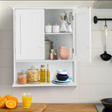 COSTWAY Wall Mounted Bathroom Cabinet, Over The Toilet Storage Cabinet w/Double Doors & Adjustable Shelf, Wood Hanging Medicine Cabinet for Living COSTWAY