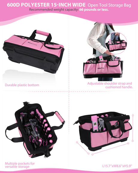 KingTool 267-Piece Tool Kit Set - Pink Tool Set with 21V Crodless Pink Power Drill Driver, Tool kit for Women with Pink Tool Storage Bag, Womens Tool KINGTOOL