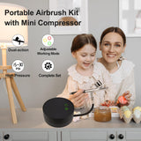 Adjustable Airbrush Compressor Kit - 3 PSI Settings up to 30 PSI, Dual Action Airbrush with Multiple Nozzles and Accessories for Painting, Model talerluv