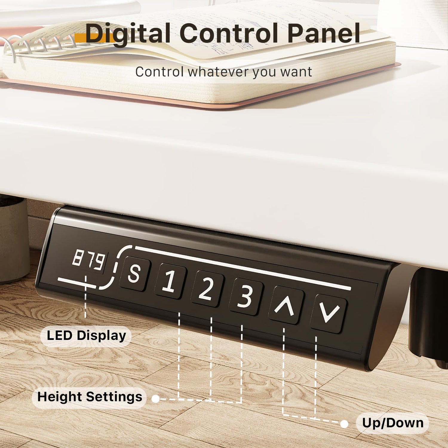 JOY worker Small Electric Standing Desk, 35" x 20" Whole Piece Height Adjustable Desk with Memory Controller, White Sit to Stand Desk Workstation for JOY worker