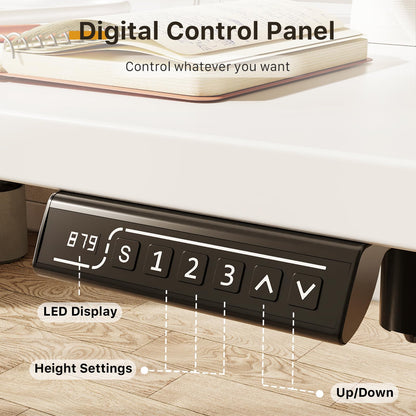 JOY worker Small Electric Standing Desk, 35" x 20" Whole Piece Height Adjustable Desk with Memory Controller, White Sit to Stand Desk Workstation for - WoodArtSupply
