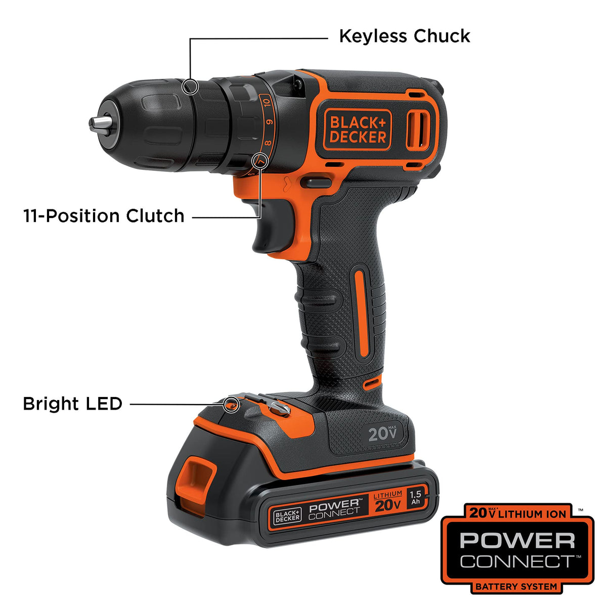 BLACK+DECKER 20V MAX Cordless Drill/Driver (BDCDD120C),Pack of 1 BLACK+DECKER