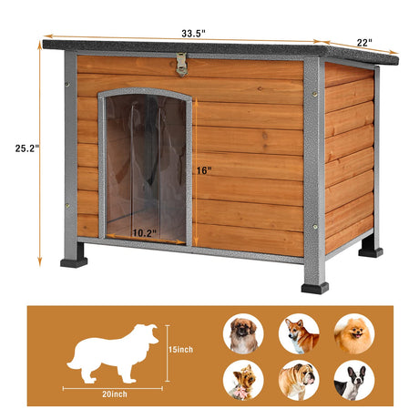 Dog House for Small to Large Sized Dogs - Indoor Outdoor Doghouse Puppy Shelter with Elevated Floor, Durable Waterproof Dog Kennel, Dog Home with GUTINNEEN