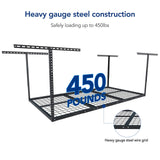 FLEXIMOUNTS 3x6 Overhead Garage Storage Adjustable Ceiling Storage Rack, 72" Length x 36" Width x 40" Height, Black FLEXIMOUNTS