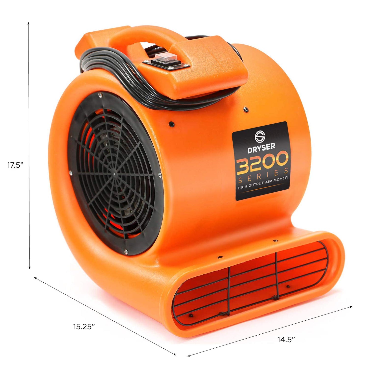 Dryser Air Mover Carpet Dryer 2 Speed 1/2 HP Industrial Floor Fan - Orange Carpet Drying Fan Floor Blower Dryser