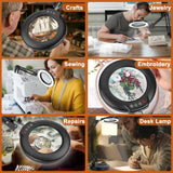 Veemagni 10X Magnifying Glass with Light, 5 Color Modes Stepless Dimmable 2-in-1 Desk Lamp and Clamp, LED Lighted Magnifier with Light and Stand, Veemagni