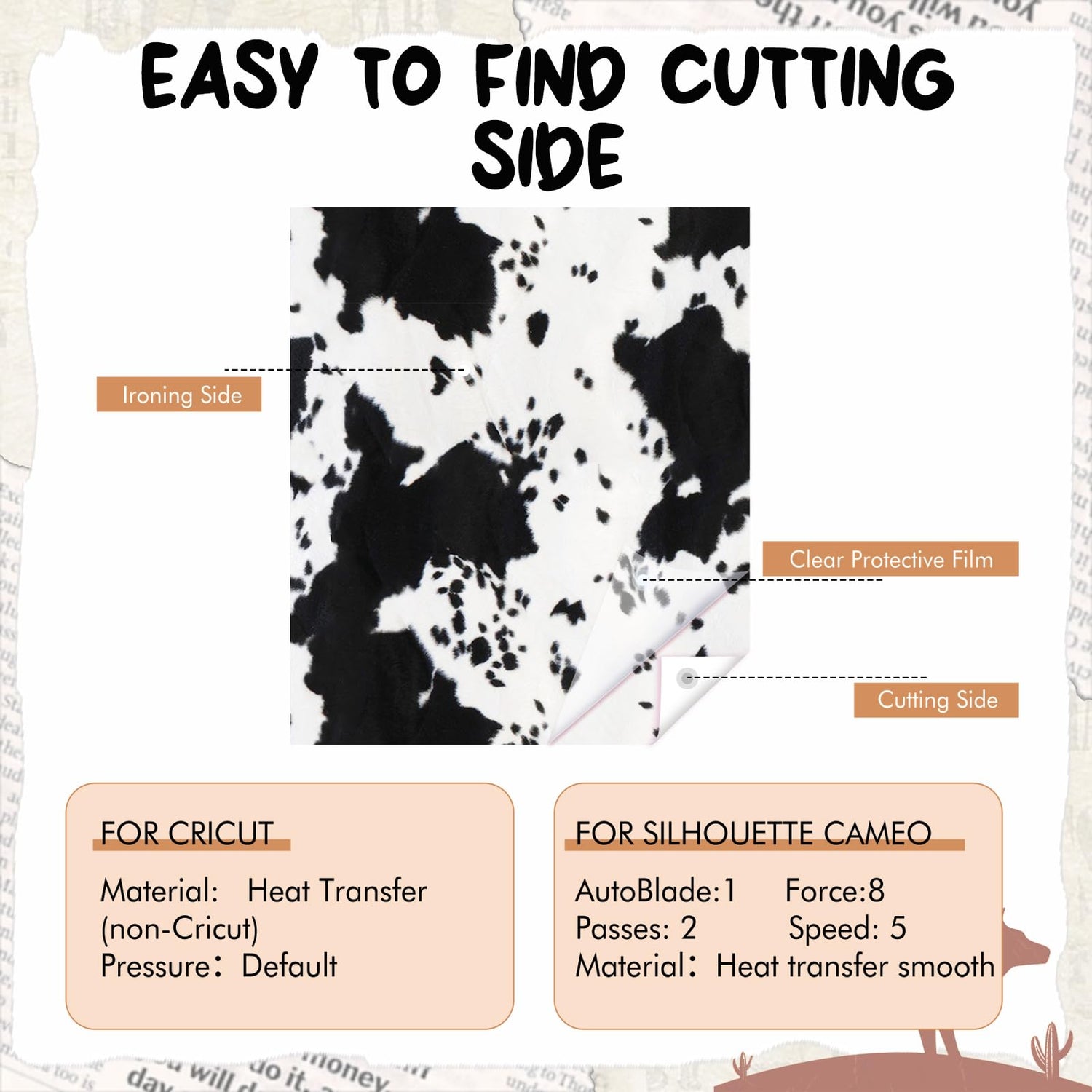 HTVSTD Cowhide HTV Heat Transfer Vinyl -16 Sheets 12 * 10inches Brown Cowhair HTV Vinyl Animal Printed Iron on Vinyl for Fabrics Patterned HTV HTVSTD