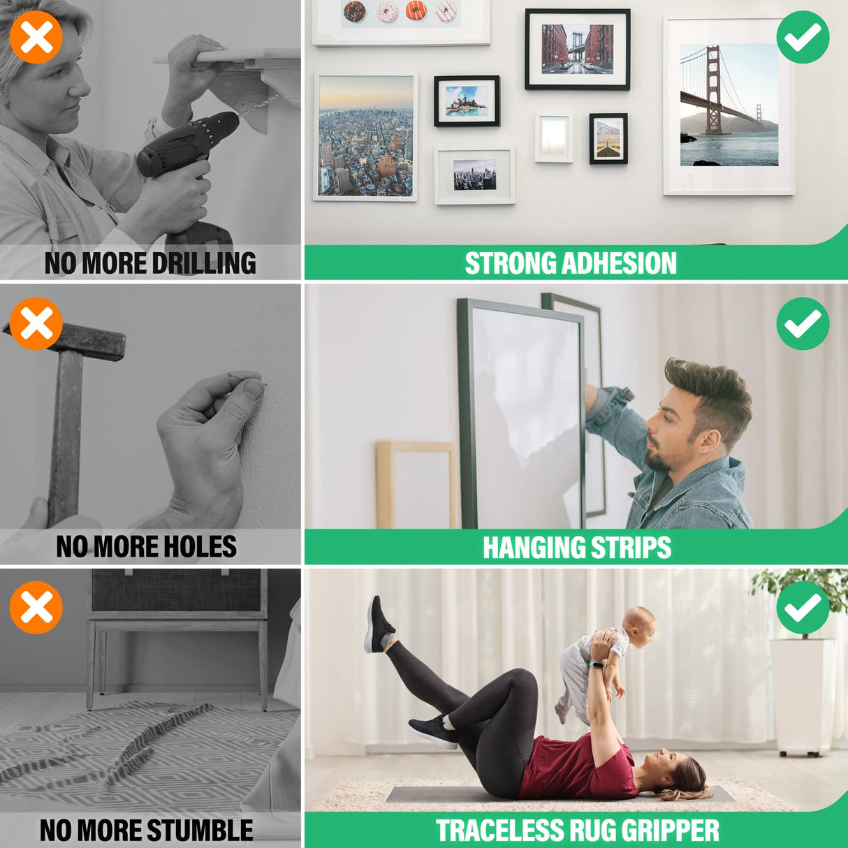 CREGEAR Double Sided Tape Heavy Duty (10 FT/120in), Transparent Nano Tape, Clear Mounting Tape Strong Adhesive Strips, Multipurpose Wall Hanging CREGEAR