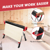 IRONMAX Folding Saw Horses 2 Pack, Height Adjustable Sawhorse 2600 Lbs Capacity w/ Flip-down Support Pegs & 2x4 Support Arms, Easy Carry Sawhorses IRONMAX