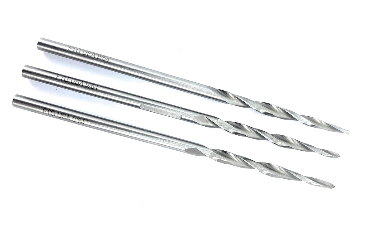 FTG USA Replacement Wood Countersink Drill Bit Set 3 Piece Same Size #6 (9/64") Parabolic Flute Taper Point for Woodworking with Straight Shank - - WoodArtSupply