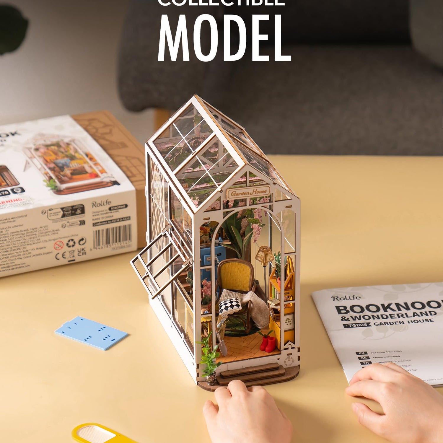 Rolife DIY Book Nook Kit Garden House, DIY Miniature Booknook Kit 3D Creative Decorative Bookend Bookshelf Insert 3D Puzzle for Adults, Rolife