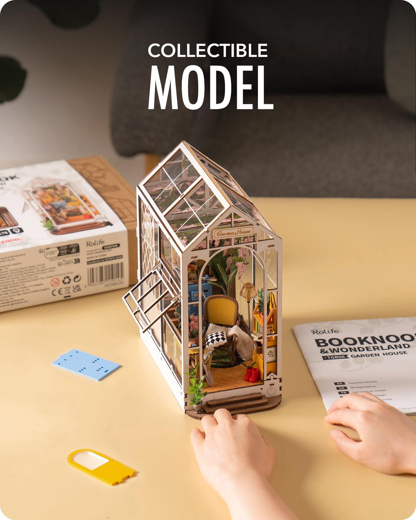 Rolife DIY Book Nook Kit Garden House, DIY Miniature Booknook Kit 3D Creative Decorative Bookend Bookshelf Insert 3D Puzzle for Adults, - WoodArtSupply