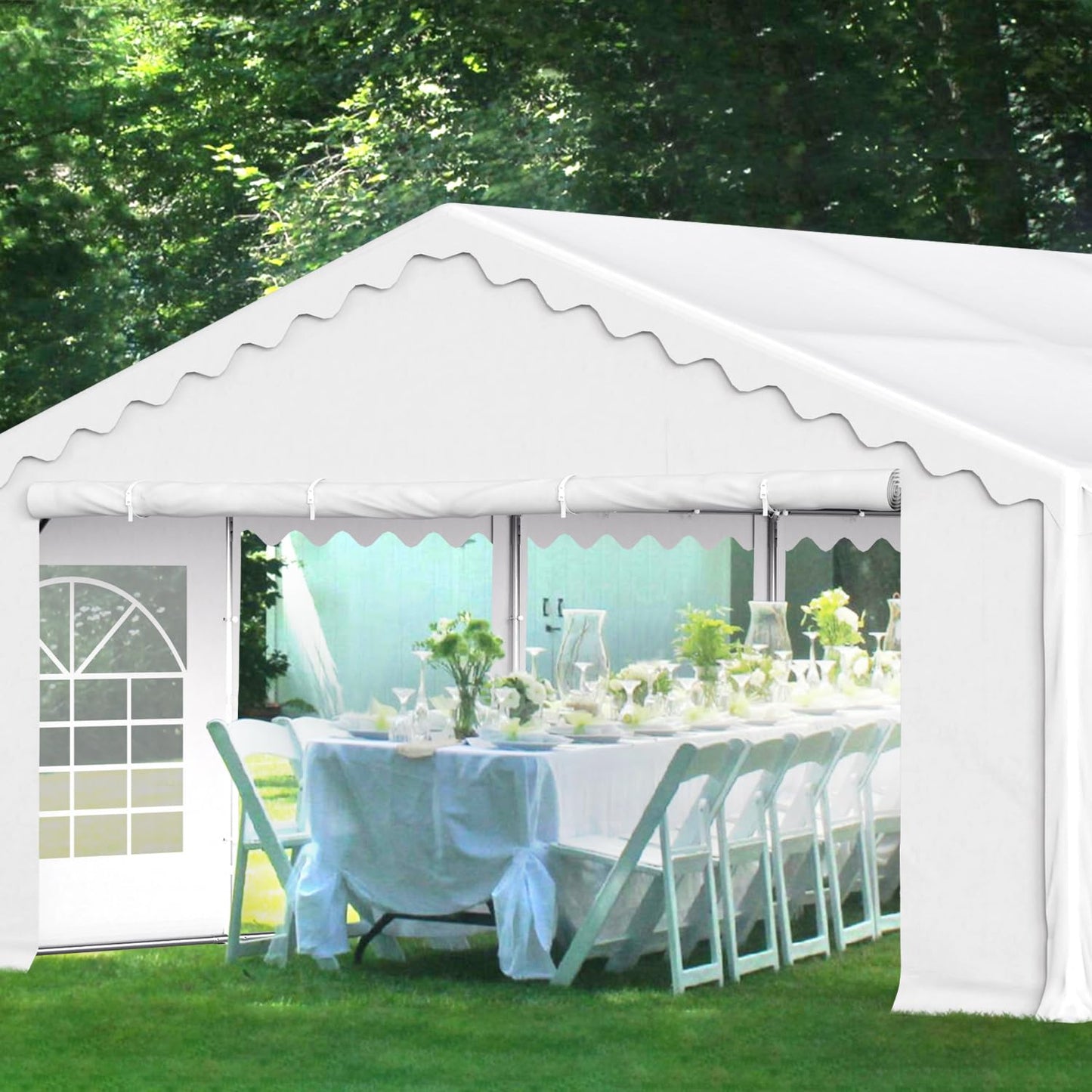 GREEN PARTY 20x40FT Party Tent Heavy Duty, Large Wedding Event Shelters with 7 Carry Bags & Removable Sidewalls, Outdoor Canopy Gazebo Commercial - WoodArtSupply