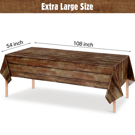 Brown Wood Grain Tablecloths Rustic Plastic Table Covers for Rectangle Table, Vintage Farmhouse Style Table Cloth Decorations for Western Barn Themed Irenare