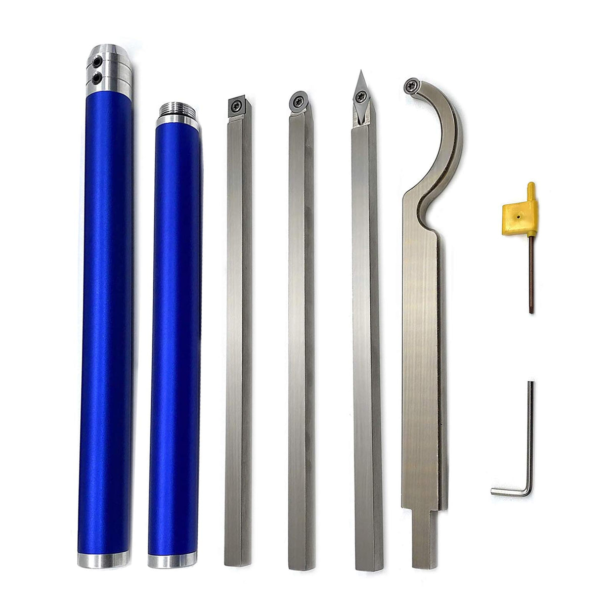 Carbide Wood Lathe Tools, Woodturning Tools Wood Lathe Turning Tool Set, with Round/Square/Diamond Insert and Interchangeable Aluminum Alloy Grip CDIYTOOL