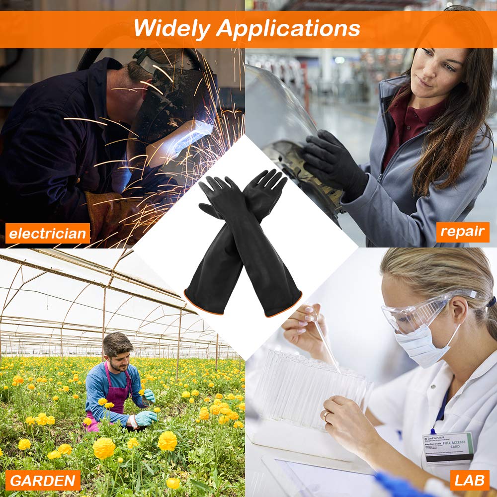 Heavy Duty PU Apron & Latex Gloves, DaKuan Waterproof Resist Strong Acid, Alkali and Oil Apron & Gloves Best for Staying Dry When Dishwashing, Lab DaKuan