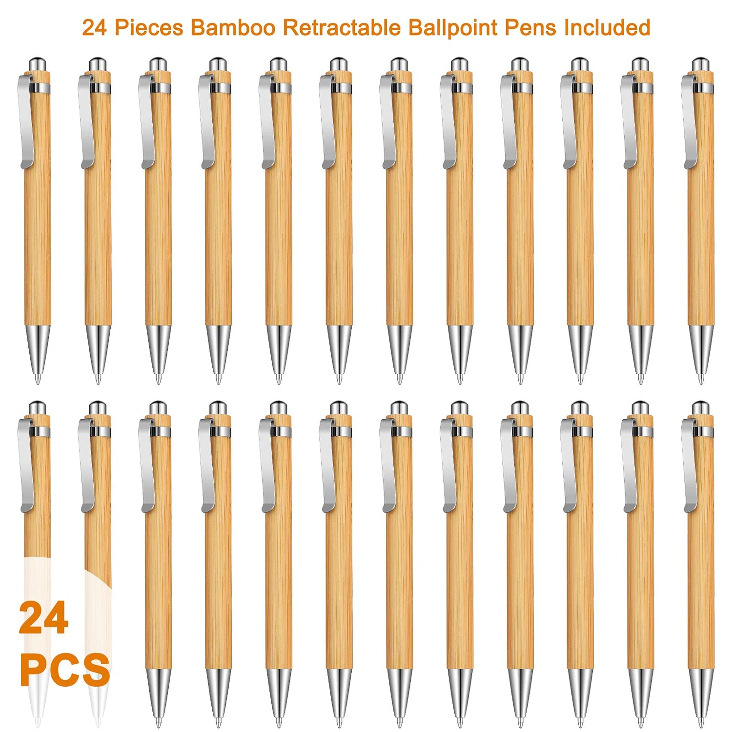 Bamboo Wooden Retractable Ballpoint Pen Black Ink 1 mm Pens Engraved Journaling Pen Refills Products Set Pens for Gifts Writing Office School Outus